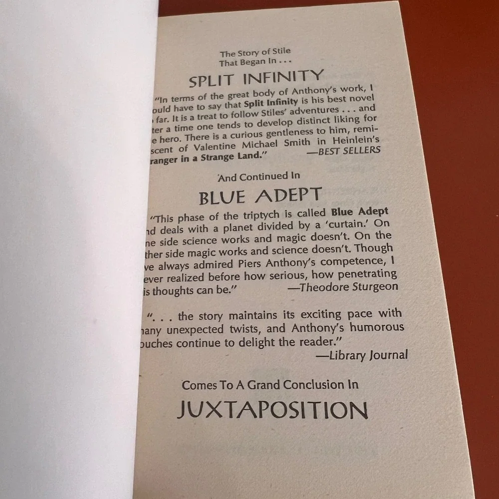 Juxtaposition Piers Anthony Apprentice Adept Book 3 1983 First Paperback Del Rey